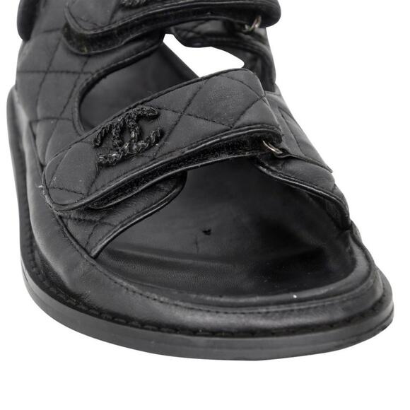 Chanel Crystal Dad 37 Quilted Leather Lambskin Flats Sandals CC-0519N-0182 - Picture 8 of 11